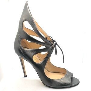 🌺ALEJANDRO INGELMO🌺 Lace Up Heels Green  Metallic Leather 39.5